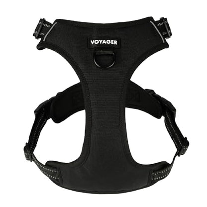 Voyager Dog Harness Dual Leash Attachment No-Pull Control Adjustable Soft but Strong Pet Harness for Medium and Large Dogs with 3M Reflective Technology, Black Nylon, XL (Chest: 28-37") - color: Black Nylon, size: XL (Chest: 28 - 37")