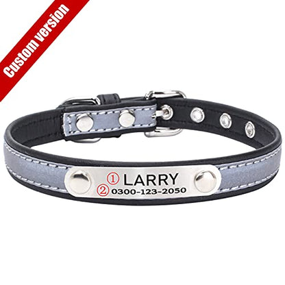 Custom Personalized Reflective Cat Dog Collar and Leash Set with Engraved Name Plate Black Puppy Kitty Dog Cat Collar and 4 FT Leash Set for Small Medium Large Girl Boy Dogs Cats - color: Black, size: L (12.6-16.5in)