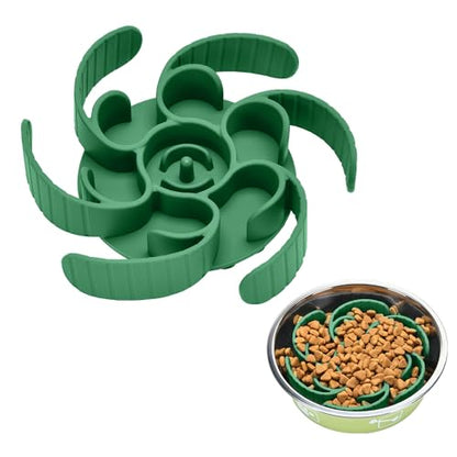Slow Feeder Dog Bowls Insert,Third Generation upgradedSuper Firm Eating Bowl（Cuttable） for Large Breed and Medium Small Size Compatible with Regular Elevated Metal Glass Dog Bowl (Green) - color: Green