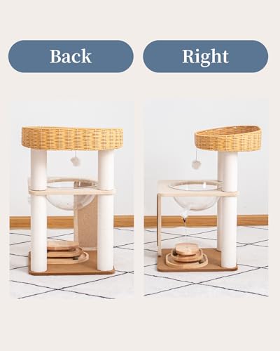 Modern Cat Tree for Large Cats, Modern Cat Tree Tower with Wide Shelves Cotton Scratching Posts, Super Sturdy Base, Cozy Perches, and Interactive Toys for Indoor Kittens 31-Inch - color: S81D