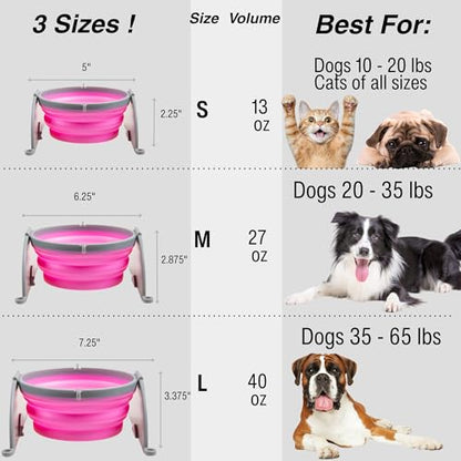 Loving Pets Bella Roma Collapsible Dog Bowls - Silicone Dog Bowls, Foldable Bowl, Puppy Essentials & Hiking Pet Supplies Great for Home & Travel (Pink, Large) - color: Pink, size: Large Travel Bowl