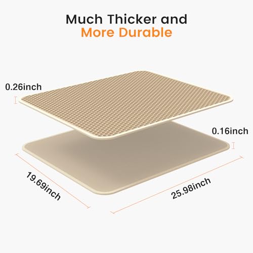 Roaringkitty Cat Litter Mat with Dual EVA Layer Design – Soft, Easy to Clean, Waterproof,Durable, and Non-Slip – Perfect for Cats (khaki, Large 26x19.6 inch) - color: khaki, size: Large 26x19.6 inch