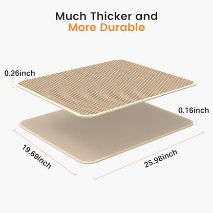 Roaringkitty Cat Litter Mat with Dual EVA Layer Design – Soft, Easy to Clean, Waterproof,Durable, and Non-Slip – Perfect for Cats (khaki, Large 26x19.6 inch) - color: khaki, size: Large 26x19.6 inch