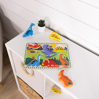 Melissa & Doug Dinosaur Wooden Chunky Puzzle (7 pcs) - FSC Certified - style: Dinosaur