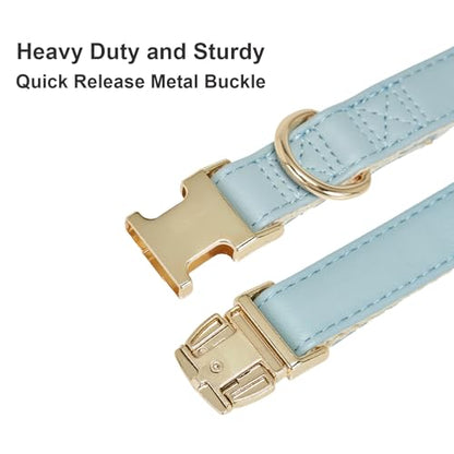 Soft Classic Leather Dog Collar Heavy Duty Padded Collars with Metal Buckle for Puppy Small Medium Dogs (Blue,S) - color: Blue, size: Small