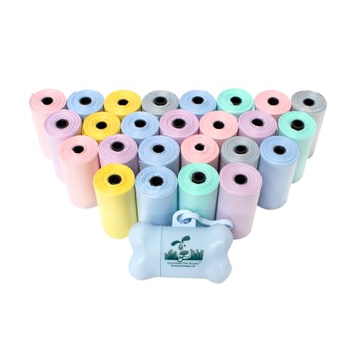 Downtown Pet Supply Unscented Poop Bags for Dogs with Dispenser, 500 Count - Leak-Proof Dog Waste Bags and Bone-Shaped Dog Poop Bags Holder for Leash - Pastel Rainbow, 12.5" x 8.5" - color: No Scent, size: 500 Count (Pack of 1)