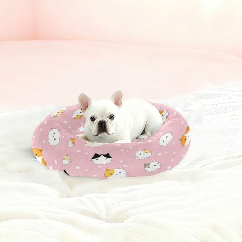 Cat Round Dog Bed, Calming Cat Bed Washable with Removable Cover & Non-Slip Bottom, Soft Cozy Indoor Pet Bed for Living Room, Floor, Sofa, 18" - size: 18"