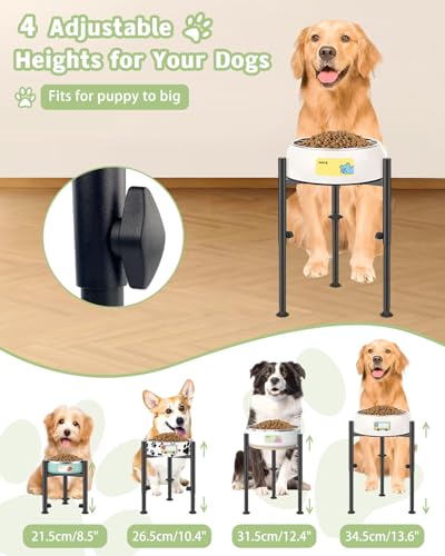 Single Raised Dog Bowl Stand, Elevated Dog Food Bowl Holder, Adjustable Width 6-10”, 4 Heights Dogs Feeder for Puppy, Medium,Large(Paws, Stand Only) - color: 3feet-dog paws