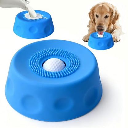 Premium Dog Slow Feeder Bowl for Liquid Treats, Dog Lick Bowl with Ball, Food-Grade Silicone Lid & Surlyn Ball, Anti-Spill Suction Base, Bone Broth & Yogurt Feeder, Enrichment Toy