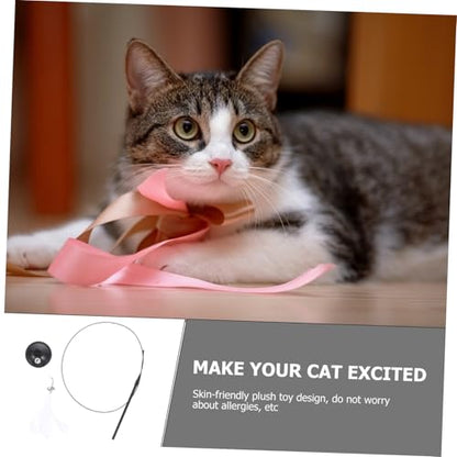 Interactive Cat Teaser Wand with Bell and Plume Head Cat with Suction Cup Base Promotes Exercise and Stress Relief Enhances Bonding and Healthy Playtime