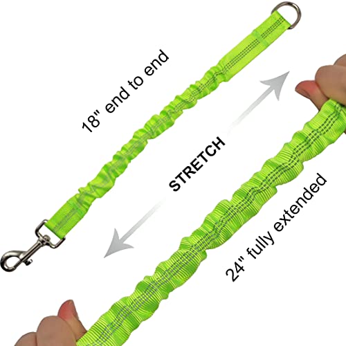 Bungee Dog Leash Extension, 18”Dog Shock Absorber Extender, Works with Any Leash for Walking, Jogging, Training, Playing (Green) - color: Green
