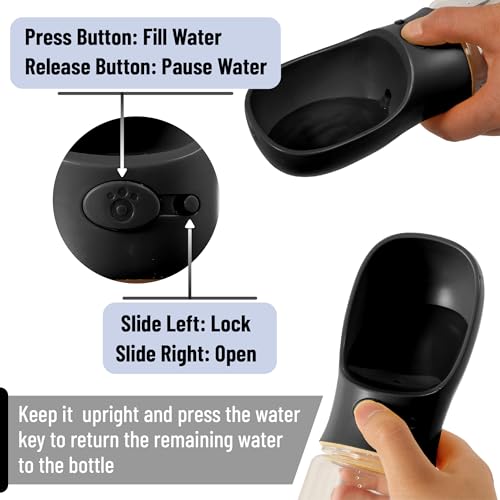 Mr. Pen- Portable Dog Water Bottle, 19 oz, Large, Leak Proof Puppy Water Dispenser with Drinking Feeder for Pets, Outdoor Walking, Hiking, Travel, Not Dishwasher Safe - color: Black