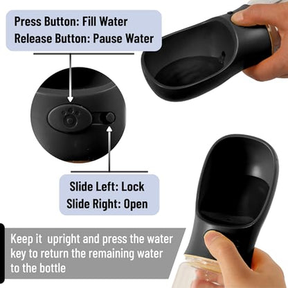 Mr. Pen- Portable Dog Water Bottle, 19 oz, Large, Leak Proof Puppy Water Dispenser with Drinking Feeder for Pets, Outdoor Walking, Hiking, Travel, Not Dishwasher Safe - color: Black