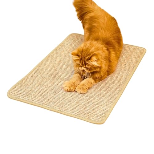 Cat Scratch Mat,23.6 X 15.7 Inch, Natural Sisal Cat Scratching Mat with Jute Border,Protect Sofas, Carpets,Floor, and cat Paws,Beige,1Pack