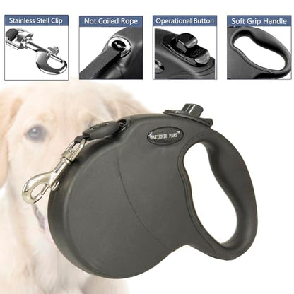 13Ft Chew Proof Retractable Dog Leash Anti-Chewing Wire Ropes Hands-Free Adjustable Safety Lock Durable Nylon Belt for Small Dogs Black S - color: Black, size: Small