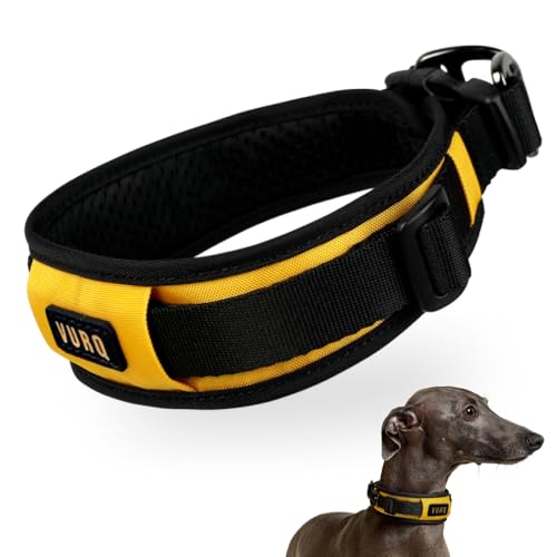Padded Dog Collar for Large Medium Small Dogs, Wide Soft Lightweight Comfortable Fit, Adjustable Durable Dog Collar for Everyday Use – VURQ Comfort Collar (Yellow, Medium) - color: Yellow, size: Medium