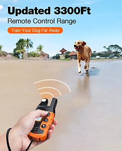 Bousnic Dog Shock Collar - 3300Ft Dog Training Collar with Remote for 5-120lbs Small Medium Large Dogs Rechargeable Waterproof e Collar with Beep (1-8), Vibration(1-16), Safe Shock(1-99) (Orange) - color: Orange
