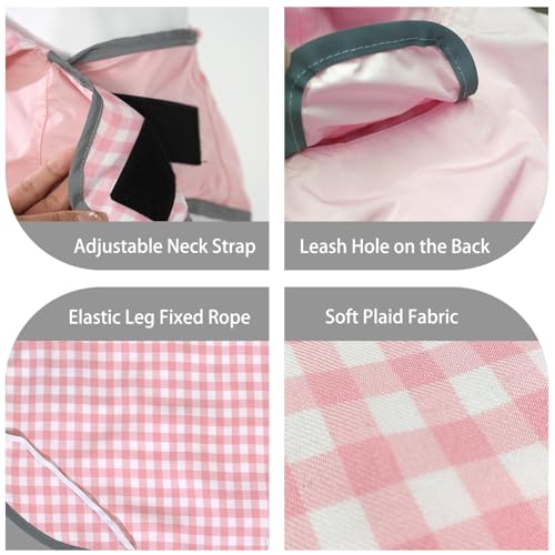 Dog Raincoat Reversible,Waterproof Dog Rain Coat Hooded Slicker Poncho with Reflective Strip, Plaid Double Layer Rain Jacket for Small Medium Large Dogs (Pink, Large(22-37lb)) - color: Pink, size: Large(22-37lb)