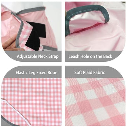 Dog Raincoat Reversible,Waterproof Dog Rain Coat Hooded Slicker Poncho with Reflective Strip, Plaid Double Layer Rain Jacket for Small Medium Large Dogs (Pink, Medium(13-22lb)) - color: Pink, size: Medium(13-22lb)