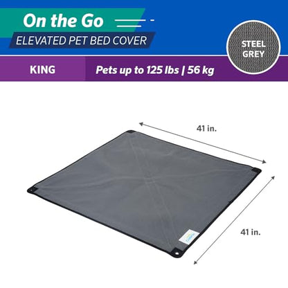 Coolaroo On The Go Cooling Elevated Dog Bed Replacement Cover, Portable for Travel & Camping, Collapsible for Storage, King, Steel Grey - size: King