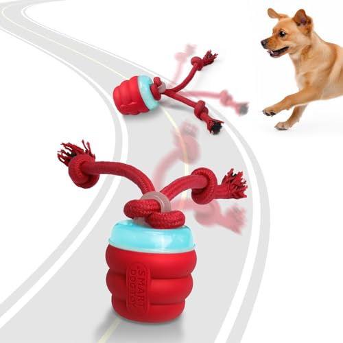 Giociv Interactive Dog Toys with Motion Activated, Squeaky Dog Toy Active Rolling Ball Wicked Ball for Daily Training - color: RED