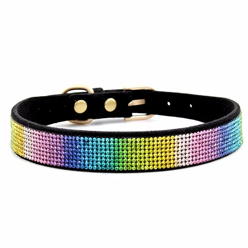 Rhinestone Dog Collar, Cute Dazzling Sparkling Soft Suede Leather Adjustable Pet Dog Cat Collar Crystal Diamond for Puppy Small Medium Large Dogs (XXS:15.5-21cm, Black-2) - color: Black-2, size: XXS:15.5 - 21cm
