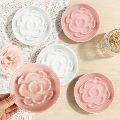 Small Slow Feeder Cat Bowls 4PCS Anti-Choking Puzzle Slow Feeding Dog Bowls with Non-Slip Base, Interactive Slow Feeder for Small Breeds, Bloat Prevention Maze Dish, 1 Cup Capacity