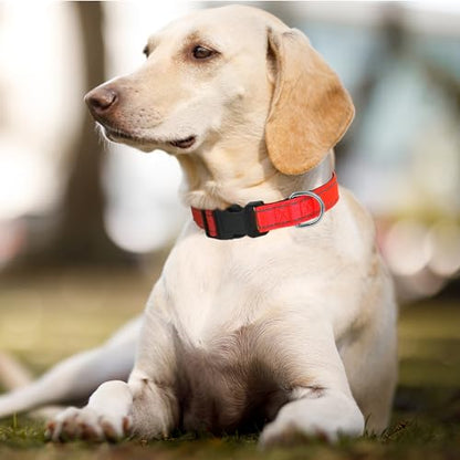 Dog Collars Adjustable for Small Dogs,Heavy Duty Waterproof Dog Collar with Quick Release Buckle,Girl Boy Female Male Reflective Nylon Dog Collar with Soft Neoprene Padded,S,Red - color: Red, size: Small