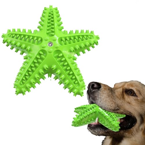 Squeaky Dog Toys - Starfish Natural Teeth Cleaning Toy for Small & Medium Dogs (Green) - color: Starfish Green