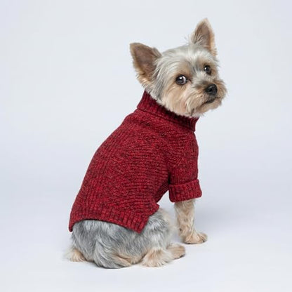 Fitwarm Knitted Turtleneck Dog Sweater, Thermal Dog Winter Clothes for Small Dogs Boy Girl, Holiday Pet Outfit, Heather Dark Red, XS - color: Burgundy Red, size: X-Small