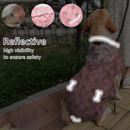 Waterproof Dog Raincoat, Adjustable Reflective Lightweight Pet Rain Clothes with Poncho Hood (Gold Cheery Blossoms Pink, X-Small) - color: Gold Cheery Blossoms Pink, size: X-Small(4-9lb)
