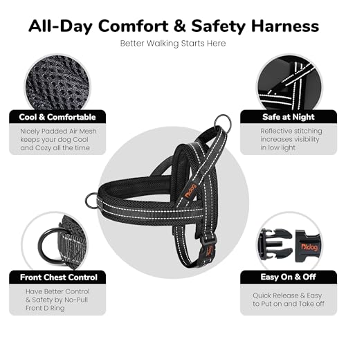 Didog No Pull Dog Harness with Soft Mesh Padded,Reflective & Quick Fit Light Weight Dog Strap Vest Harness,Easy for Walking Training (M:Chest 21-26", Mesh-Black) - color: Black, size: M: Chest 21-26", Fit 28-50 lbs