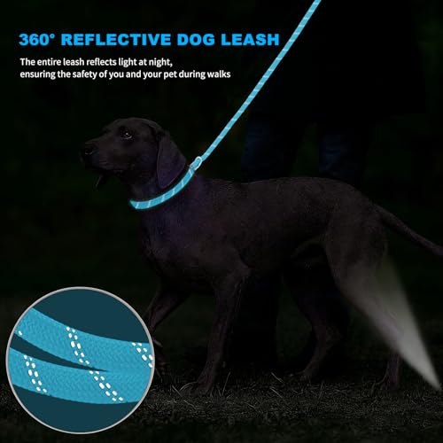 6FT Heavy Duty Dog Leash for Small Medium Large Dogs, Tangle Free Reflective Dog Training Leash with Double Handle, Seat Belt Buckle & Poop Bag Holder (Blue) - color: Blue, size: 6FT
