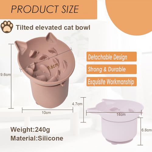 Elevated Cat Bowl, Silicone Kitten Bowls for Food and Water, Wide Shallow Cat Food Dish, Whisker Fatigue, Lead & Cadmium Free, Great Height for Pets (Pink) - color: Pink