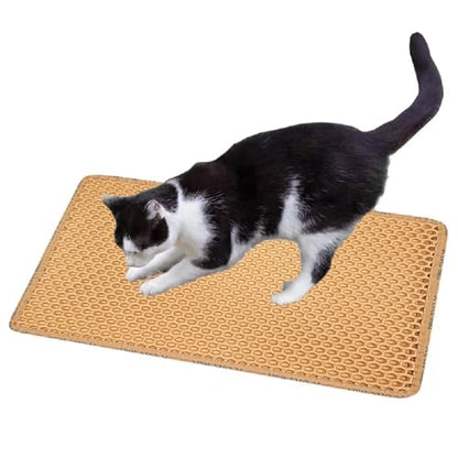 Cat Litter Mat, 21 x 14 Inch, Honeycomb Double Layer Design Cat Litter Box Mat, Washable Non-Slip, Waterproof Urine Proof Cat Litter Catcher Mat, Easy Clean Scatter Control, Yellow - color: Yellow