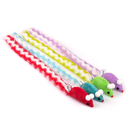 CHIWAVA 4 Packs 15 Inch Long Soft Plush Cat Toys Mice with Rattle Rustle Sound Small Mouse Activity Interactive Toy - size: Plush Mice with Rattle