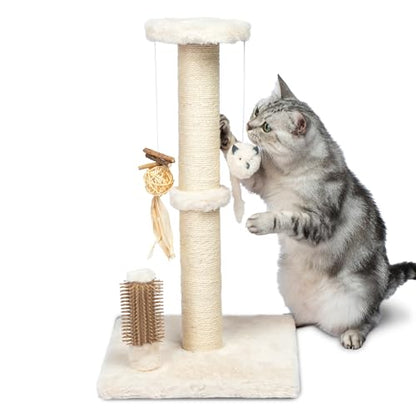 Best Pet Supplies Catify Cat Scratcher, Fun Interactive Scratchers, Posts, Poles, Claw Safe, Furniture Saver Indoor Play Support Natural Cat Behaviors Heavy Duty - Beige, 11.78 x 11.78 - color: Scratching Post (Beige) H: 22"