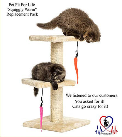 Pet Fit for Life 5 Piece Replacement Pack of Worms for Interactive Cat and Kitten Toy Wands - style: 5 Squiggly Worms