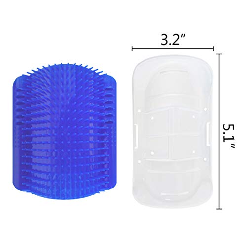 2 Pack Self Grooming Wall Brush for Cats and Dogs - Cat Groomer with Catnip, Massage Comb Tool for Long & Short Fur Pets (Blue) - color: Blue