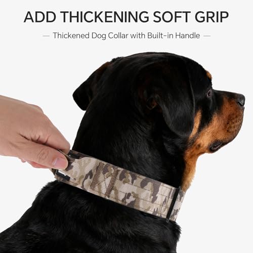 Tactical Dog Collar, Adjustable Military Collar with Handle and Heavy Duty Metal Buckle, Thick Dog Collars for Medium and Large Dogs (Khaki Camouflage, M) - color: Khaki-Camo, size: M