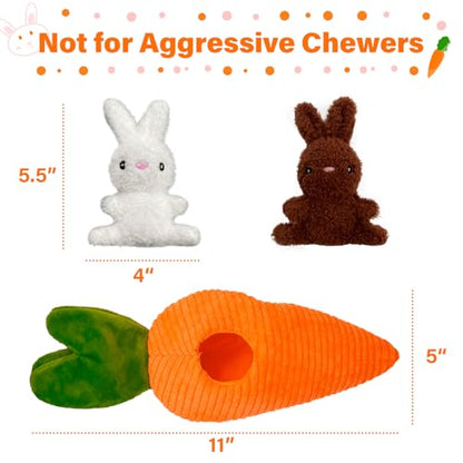 Easter Dog Toys, Carrot Hide and Seek with 2 Squeaky Bunny Small and Plush Dog Puzzle Toys, Easter Squeaky Gifts for Small and Medium Dogs - style: B-Easter Carrot