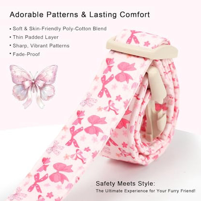 Pink Bow Dog Collar Cute Girl Dog Collars for Puppy Small Dogs - Lightweight Adjustable Girly Spring Female Dogs Everyday Collar with Safety Buckle XS - color: Coquette Bow, size: XS