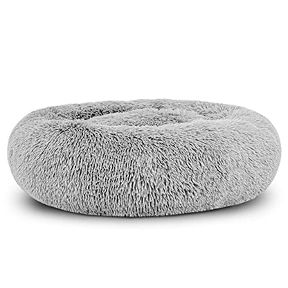 The Dog’s Bed Replacement Zip Cover for Calming Plush Donut Dog Bed, Silver Grey Fur,Small - color: Silver Grey Fur, size: Spare Cover (Small)
