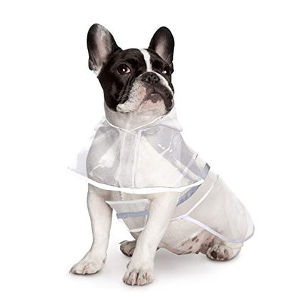 HDE Dog Raincoat Jacket Reflective Adjustable Hooded Pet Poncho Rain Coat with Leash Hole for Small to X-Large Dogs Clear - S - color: Clear, size: Small