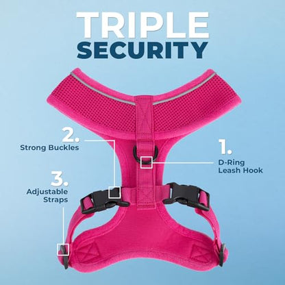 Voyager Aerolite Over The Head Dog Harness, No Pull Breathable Air Mesh Vest, Quick Dry with Reflective Stitching, Adjustable Escape Resistant Harness for Small Medium Large Dogs - Fuchsia, X-Small - color: Fuchsia, size: XS