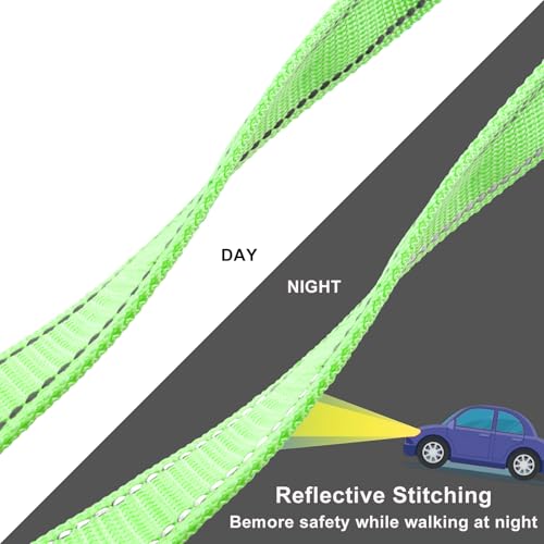 Jiozermi 10ft Dog Leash with 3 Handles, Heavy Duty Dog Lead with Padded Traffic Handle, Reflective Stitching Large Leash for Running Walking Training(Green) - color: Green
