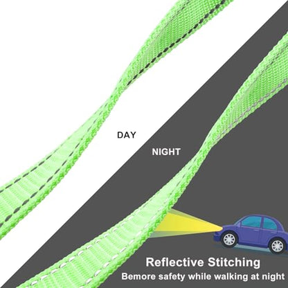 Jiozermi 10ft Dog Leash with 3 Handles, Heavy Duty Dog Lead with Padded Traffic Handle, Reflective Stitching Large Leash for Running Walking Training(Green) - color: Green