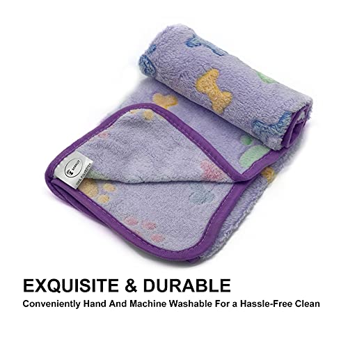 1 Pack 3 Puppy Blankets Super Soft Warm Sleep Mat Bone Print Cute Blanket Fluffy Premium Fleece Pet Blanket Flannel Throw Dog Blankets for Small Dogs Puppy Cat,Medium(29"x20") - color: Mix Bone Series, size: Medium(29"x20")