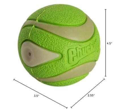 Chuckit! Max Glow Ultra Squeaker Ball, Medium (2.5 Inch Diameter), 1 Pack, for Breeds 20-60 lbs