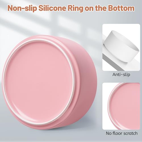 Dog Bowls, Non Slip Ceramic Dog Food and Water Bowl with Silicone Base, Heavy Pet Feeding Bowl for Puppies, Small and Medium Dogs (White+Pink, 6 Inches) - color: White+Pink, size: 6 Inches